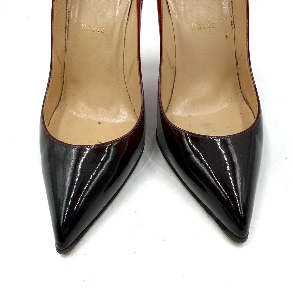 Christian Louboutin So Kate Pumps Red Black Ombre Patent Heels Sz 38.5 / 8.5